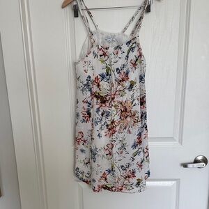 O'Neill White Floral Mini Dress with Pink, Blue, and Green Accents